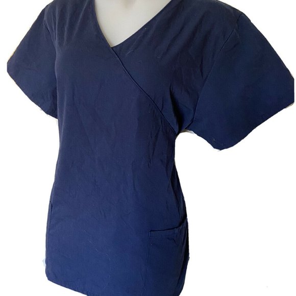3/$15💜 Navy Blue Scrub Top Factory Uniform - Picture 2 of 6